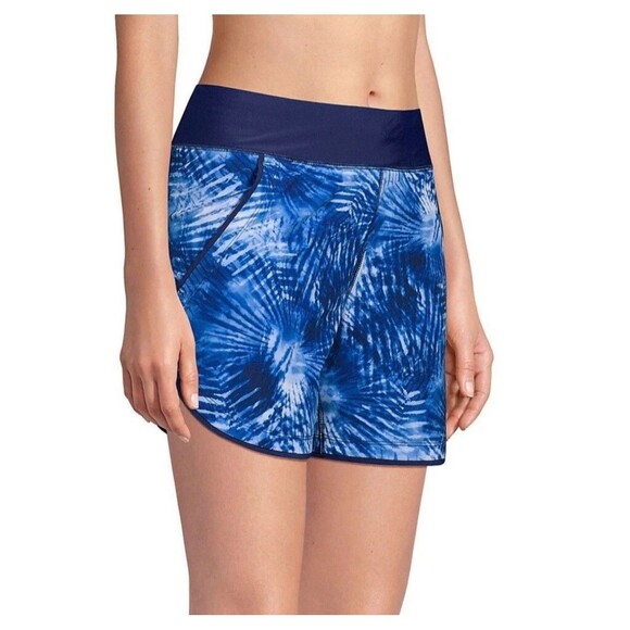 LANDS' END WOMEN'S QUICK DRY 5-INCH SWIM SHORTS WITH PANTY Size 8 Blue Swirl - Picture 4 of 16